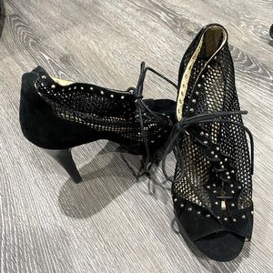 Bakers Black Net Heels 8